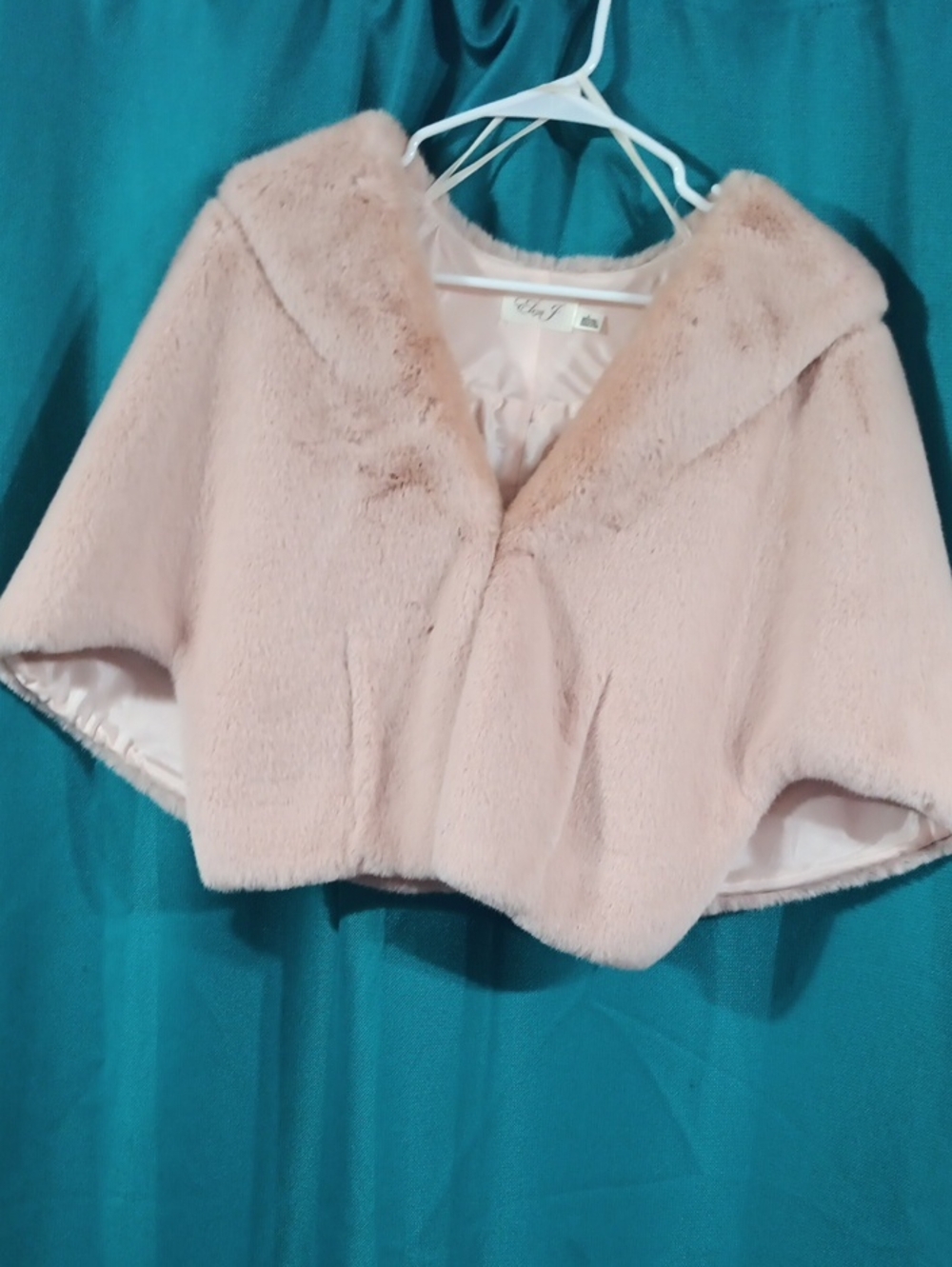 Eliza J Girls Pale Blush Faux Fur Capelet